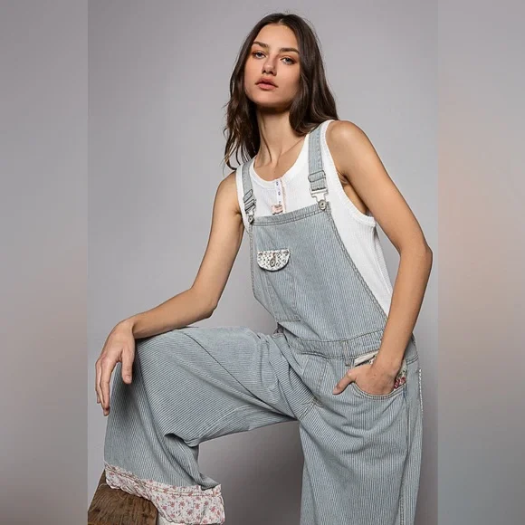 POL “Vintage Garden Overalls” | Denim Stripe - Picture 2 of 10